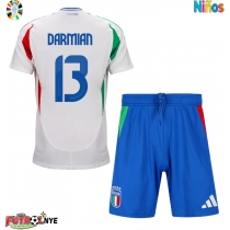 Camiseta Italia Matteo Darmian #13 Visitante Equipación para niños Eurocopa 2024 manga corta (+ pantalones cortos)
